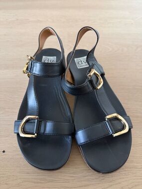 DV by Dolce Vita Black Leather Onner Platform Sandal